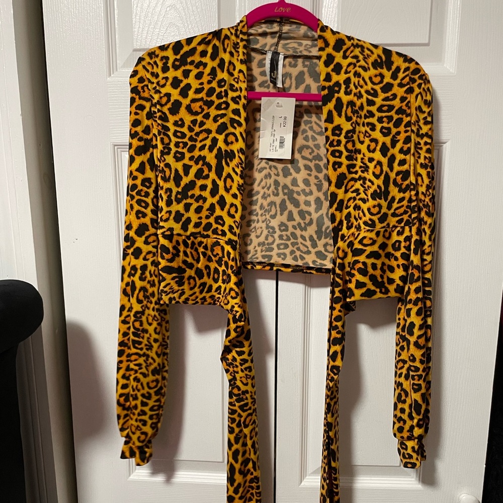 Cheetah print wrap shirt